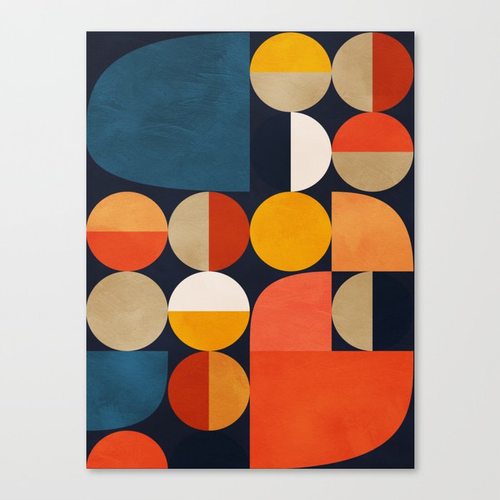 mid century geometric abstract Canvas Print