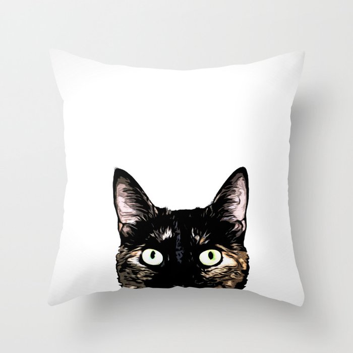 Peeking Cat Throw Pillow