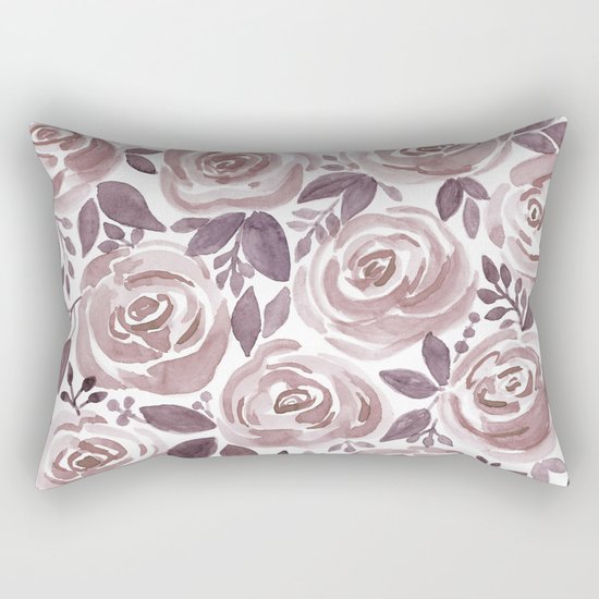 Watercolor brown roses on a white background . Rectangular Pillow