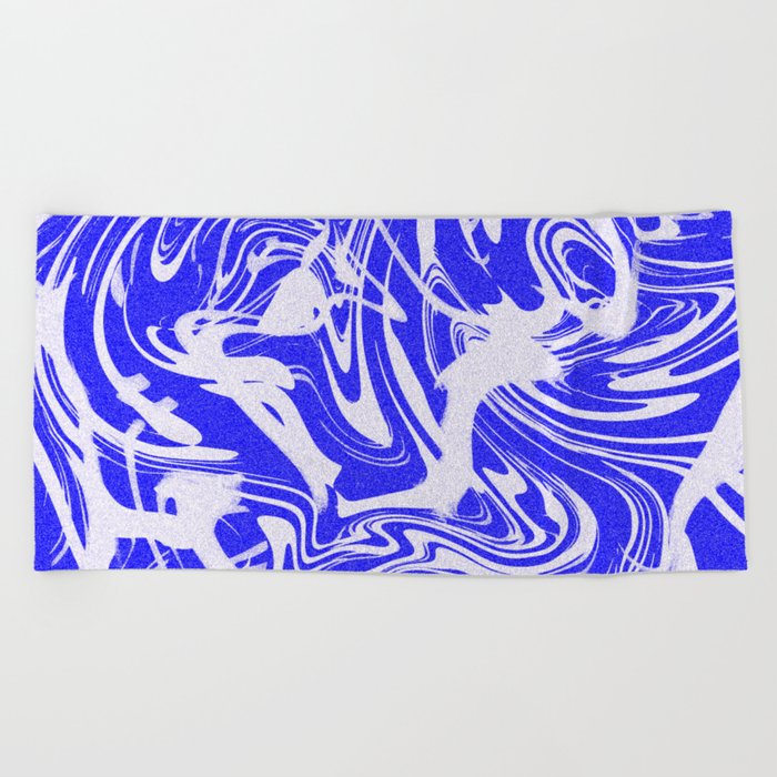 Blue Wavy Grunge Beach Towel