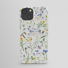 Scandinavian Midsummer Blue And Yellow Wildflowers Meadow  iPhone Case