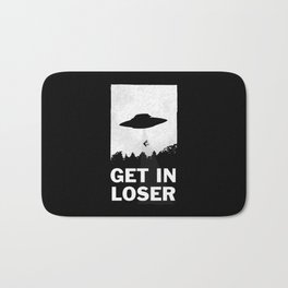 Get In Loser Badematte | Getinloser, Graphicdesign, Ufo, Graphic, Poster, Movies & TV, Black And White, Comic, Typography, Pop Art 