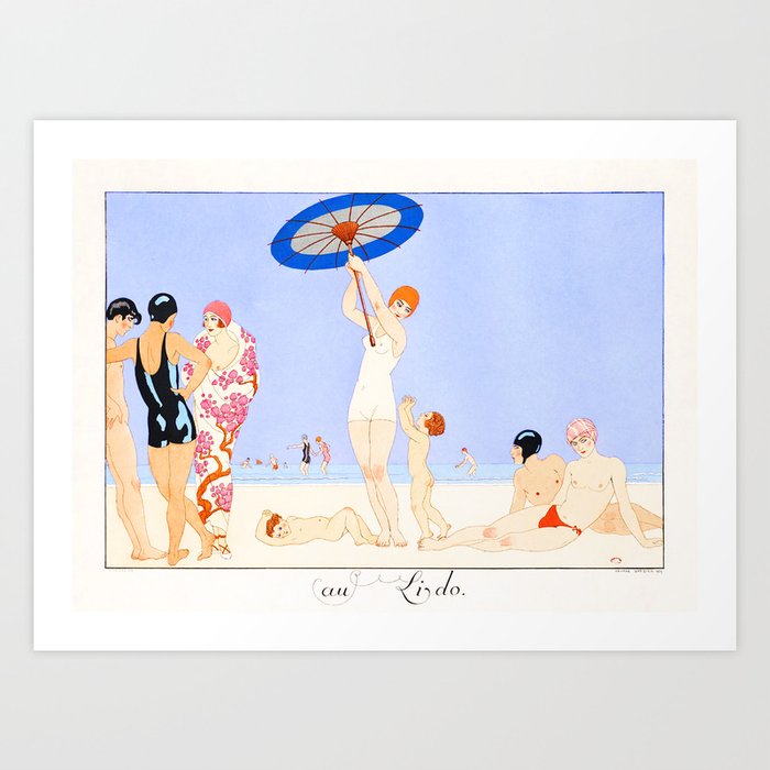 George Barbier Art Deco Fashion Illustration x Au Lido Plate No. 14 Art Print