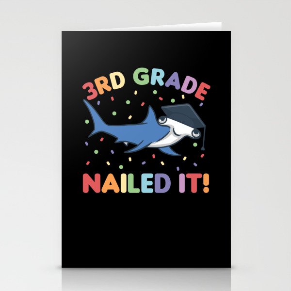 3rd Grade Nailed It Hammerhead Shark Graduation Stationery Cards