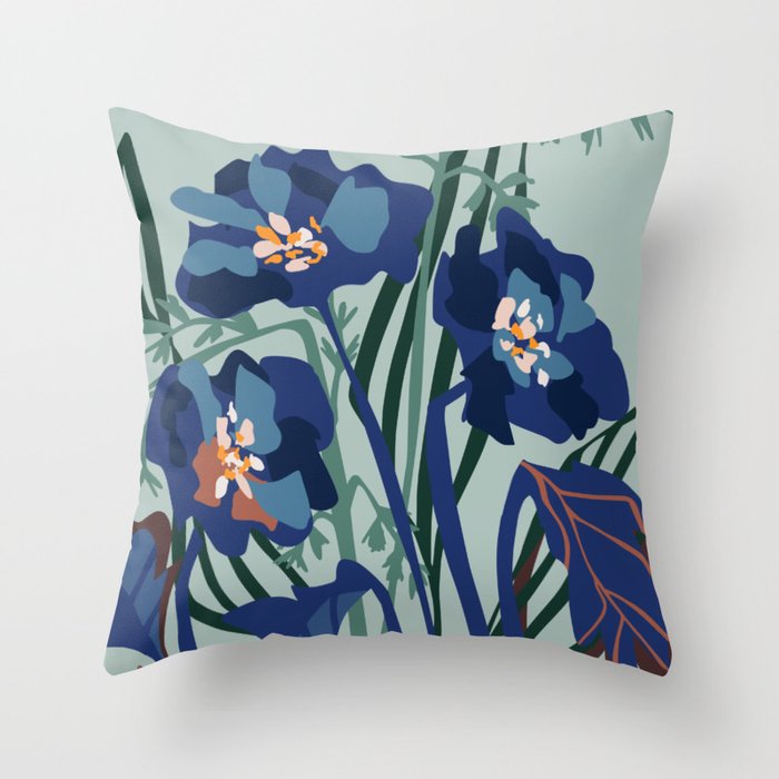 Wild flowers light – modern floral illustration Throw Pillow