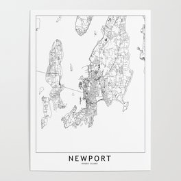 Newport White Map Poster