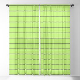 [ Thumbnail: Light Green & Dark Olive Green Colored Stripes Pattern Sheer Curtain ]