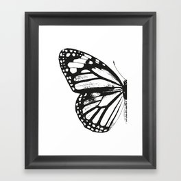 Monarch Butterfly | Left Butterfly Wing | Vintage Butterflies | Black and White | Framed Art Print