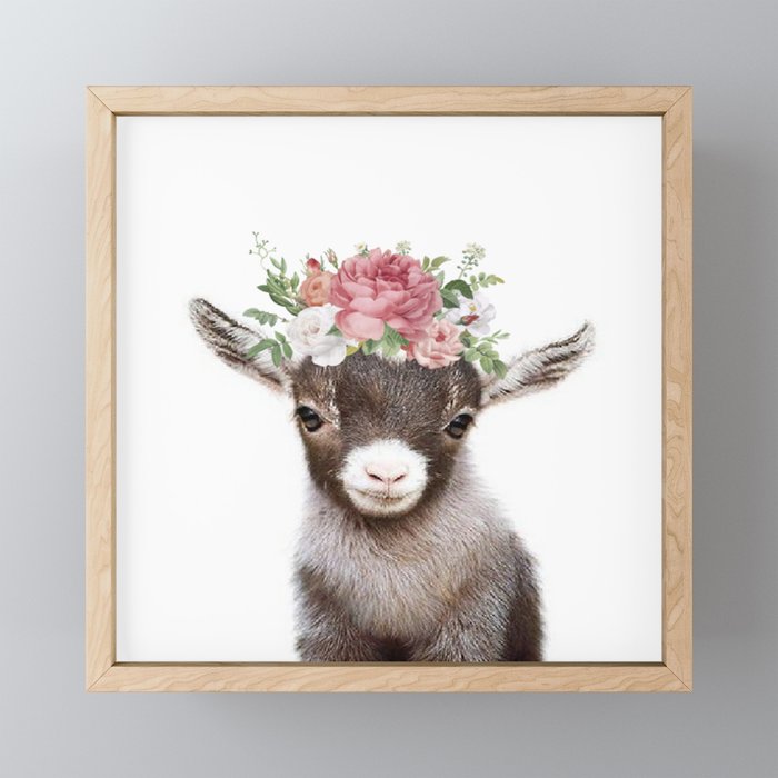 animal with rose Framed Mini Art Print
