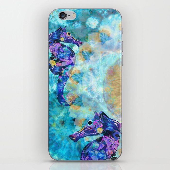 Colorful Seahorse Beach Art - Sea Dance iPhone Skin