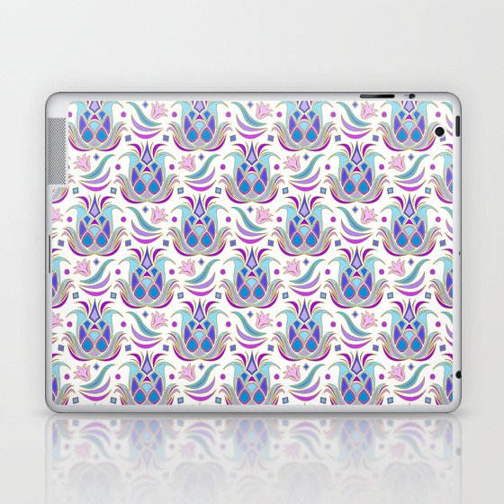 Luxe Pineapple // Peacock on White Laptop & iPad Skin