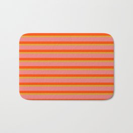 [ Thumbnail: Light Coral, Red, and Goldenrod Stripes Pattern Bath Mat ]