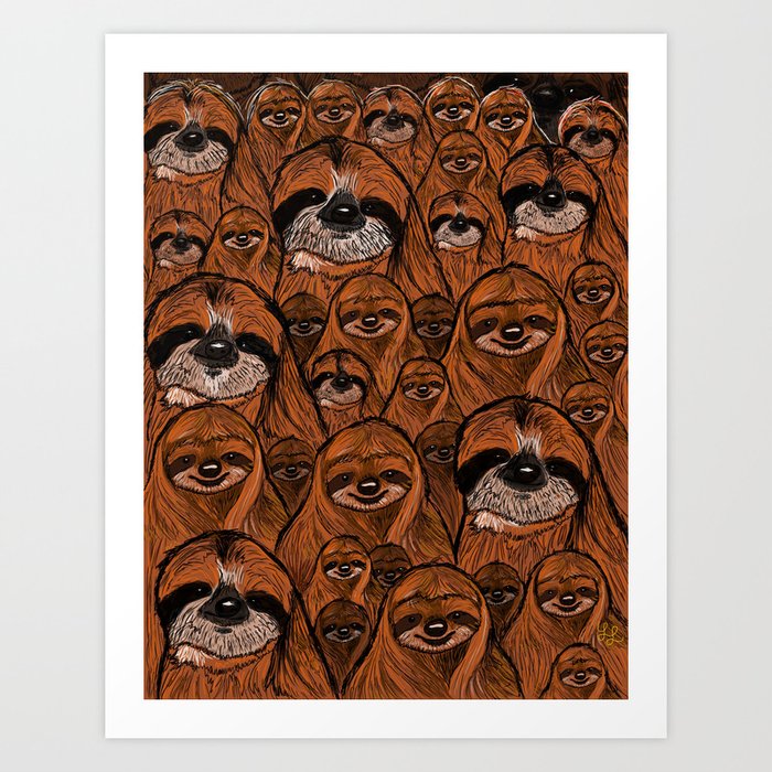 Mountains and mountains of sloths. Art Print