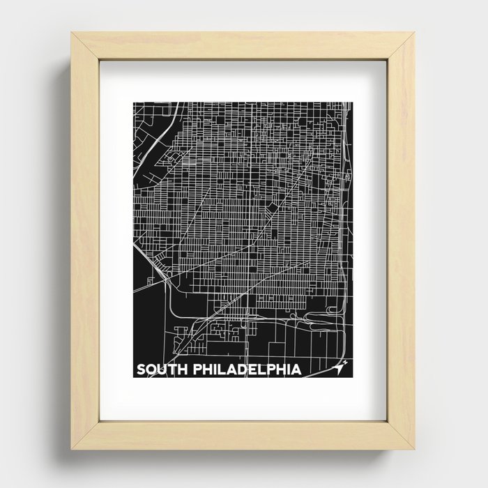 South Philadelphia Lines Map Recessed Framed Print
