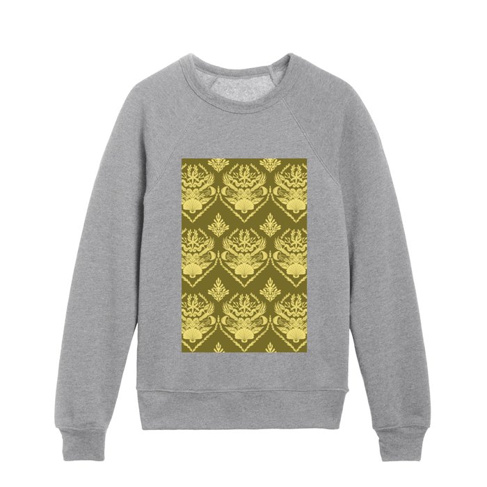 Neptune's joy brass mustard  damask Kids Crewneck