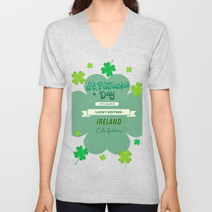 St. Patrick's Day Mighty Irish Lucky Edition V Neck T Shirt