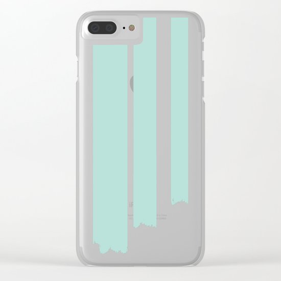 Soft cyan stripes on concrete Clear iPhone Case