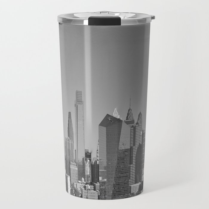 Black and White Philadelphia Skyline Travel Mug