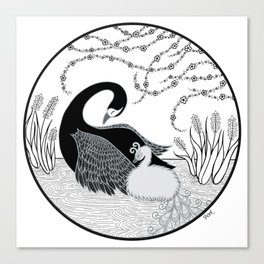 Black Swan and Moonlark Canvas Print
