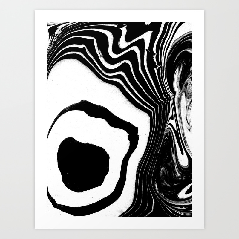 Yutori Spilled Ink Marble Painting Black And White Monochromatic