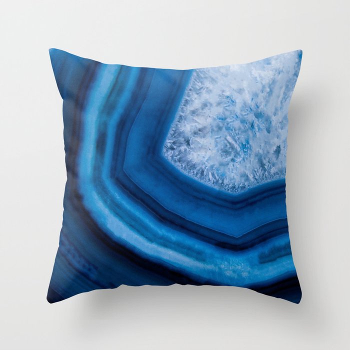Blue Agate Geode Throw Pillow