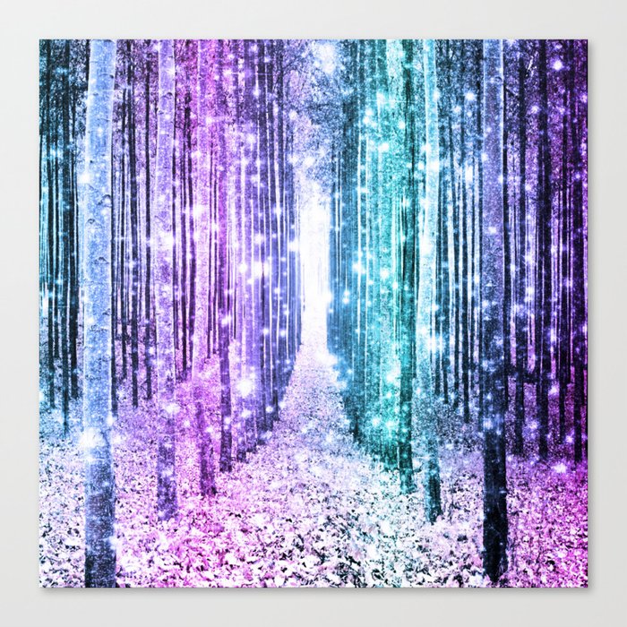 Magical Forest Lavender Aqua Teal Ombre Canvas Print