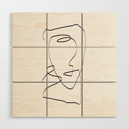 Abstract head, Minimalist Line Art Wood Wall Art