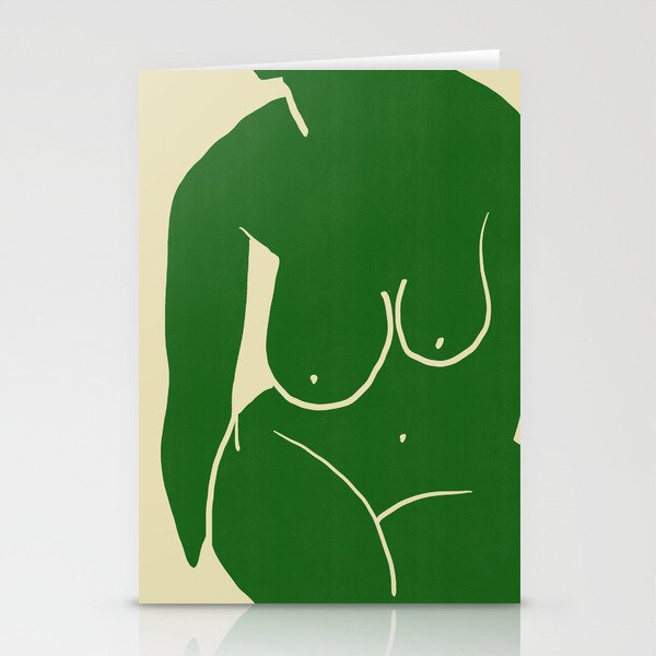 Nude in yellow 2 green var Stationery Cards