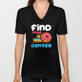 Find Your Center Rainbow Sprinkles Donut Yoga Pun V Neck T Shirt