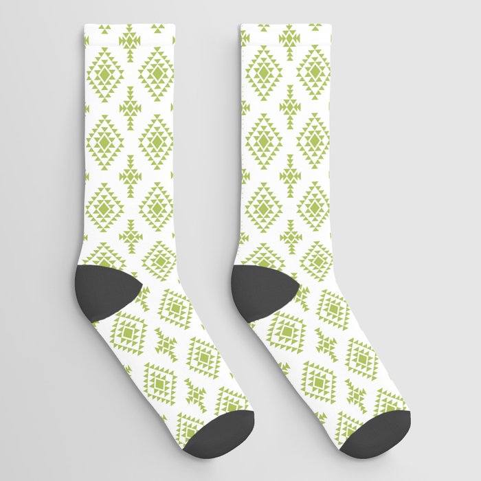 Light Green Native American Tribal Pattern Socks