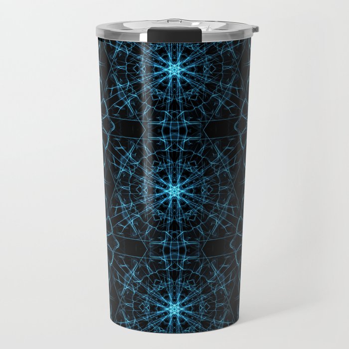 Liquid Light Series 10 ~ Blue Abstract Fractal Pattern Travel Mug
