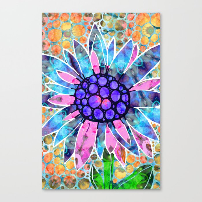 Colorful Floral Art Whimsical Flowers - Garden Diva Canvas Print