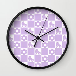 Checkerboard Rollerskates Daisy Pastel Retro Seventies Sixties Pattern Wall Clock