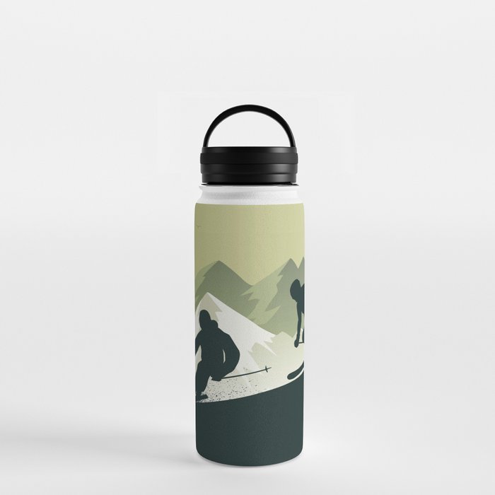 Winter Sport • Best Skiing Design Ever • Green Background Water Bottle