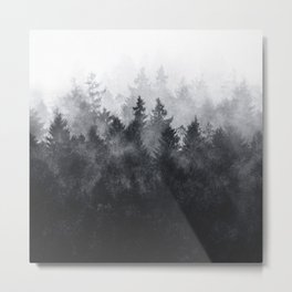 The Heart Of My Heart // Midwinter Edit Metal Print | Watercolor, Mist, Landscape, Woods, Black And White, Foggy Forest, Curated, Abstract, Nature, Photo 