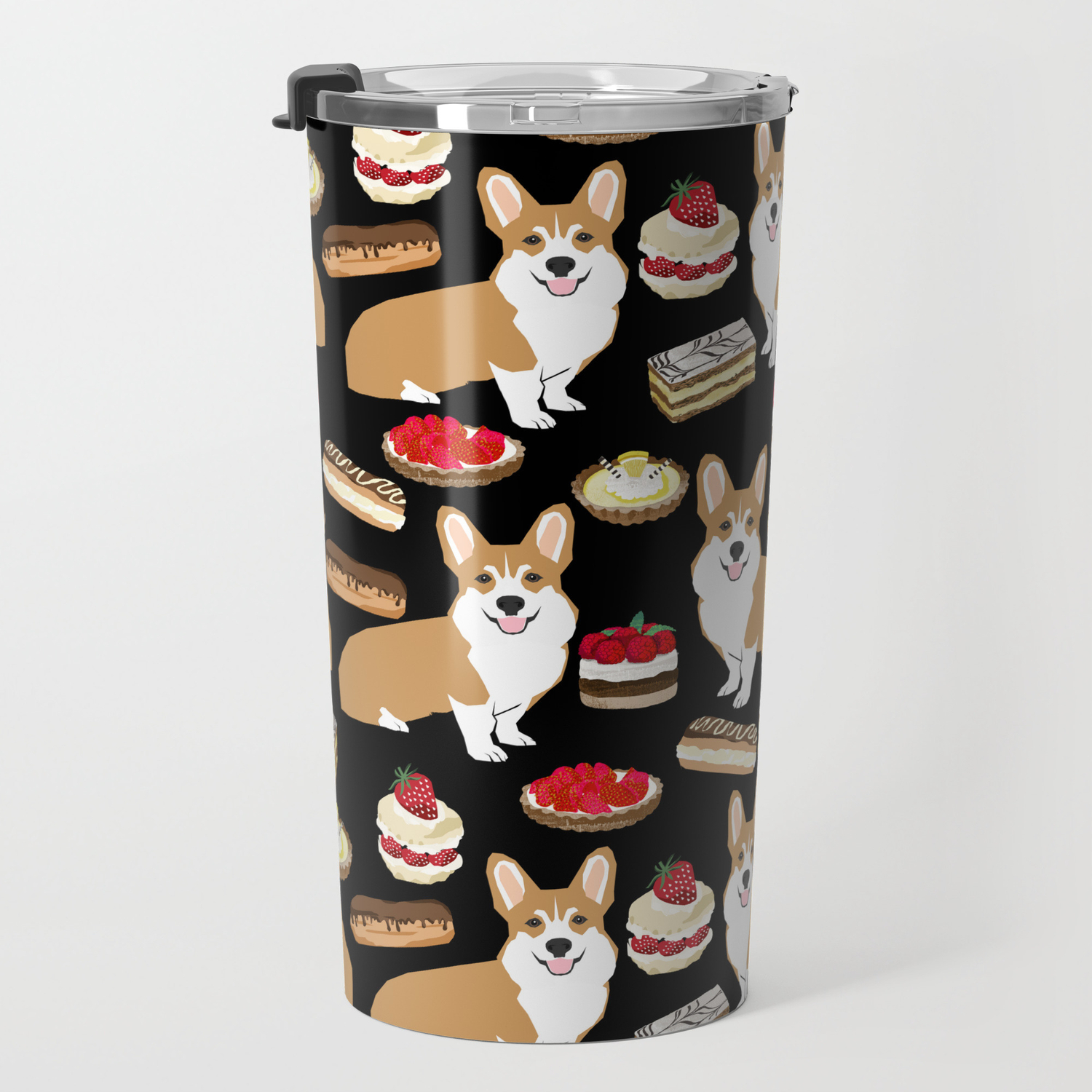 Corgi Patisserie Bakery French Parisian Food Tarts Eclair Napoleon Cute Food Design Travel Mug By Corgicrew Society6
