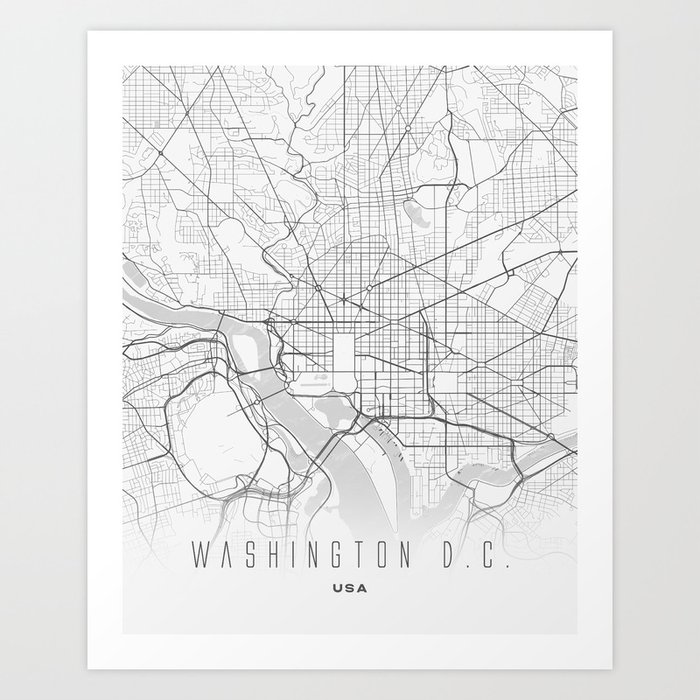 Washington D.C. City Map - Light Art Print