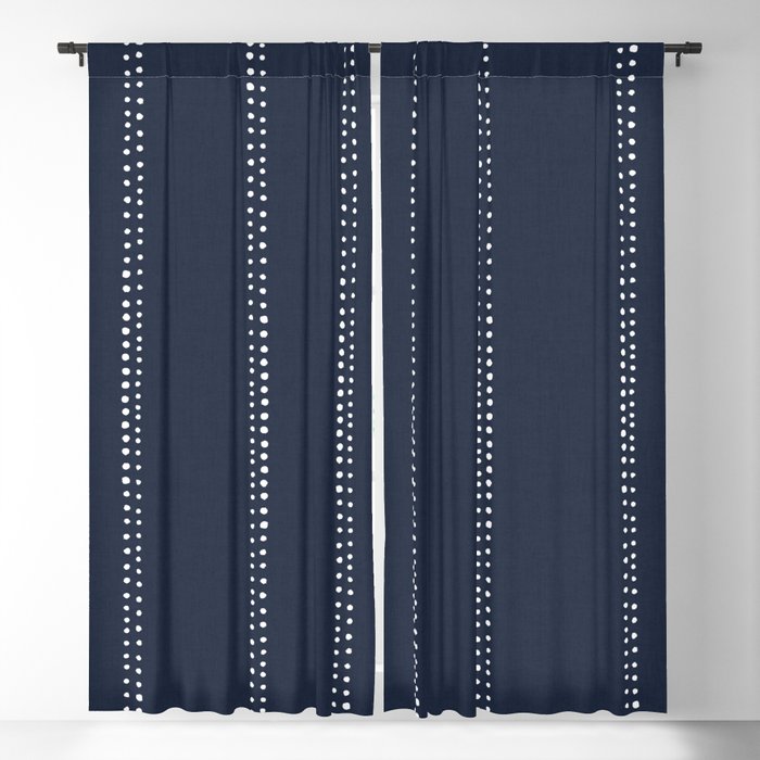 Navy Blue Dotted Stripes Blackout Curtain By Dayone Society6 Navy Blue Dotted Stripes Blackout, Navy Blue Striped Curtains