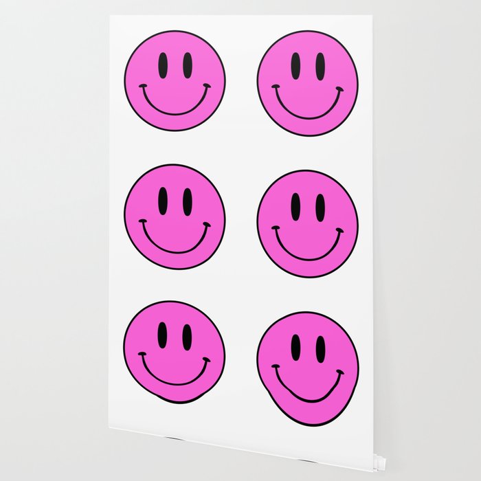 Pink Smiley Face Wallpaper by artbylamia | Society6 Pink Smiley Face Wallpaper by artbylamia | Society6