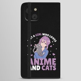 Just A Girl Who Loves Anime And Cats Manga Heart iPhone Wallet Case