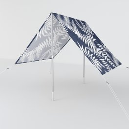 Navy Blue And White Fern Leaf Pattern Sun Shade