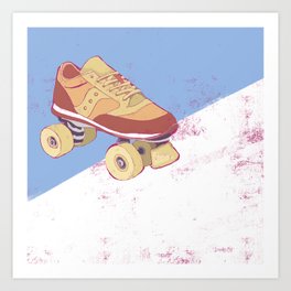 Roller Art Print | Skating, Skate, White, Rollerrink, Nostalgia, Rust, Orange, Digital, Rollerskate, Pop Art 