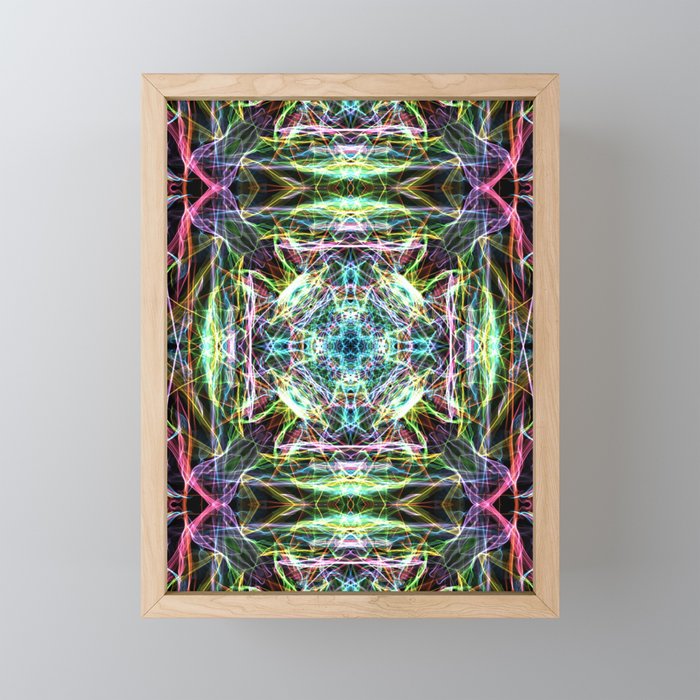 Liquid Light Series 80 ~ Rainbow Abstract Fractal Pattern Framed Mini Art Print