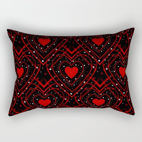 Black And Red Hearts Rectangular Pillow
