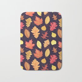Autumn Leaves - dark plum Bath Mat