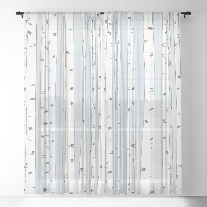 Aspen Forest - Blue Grey Sheer Curtain