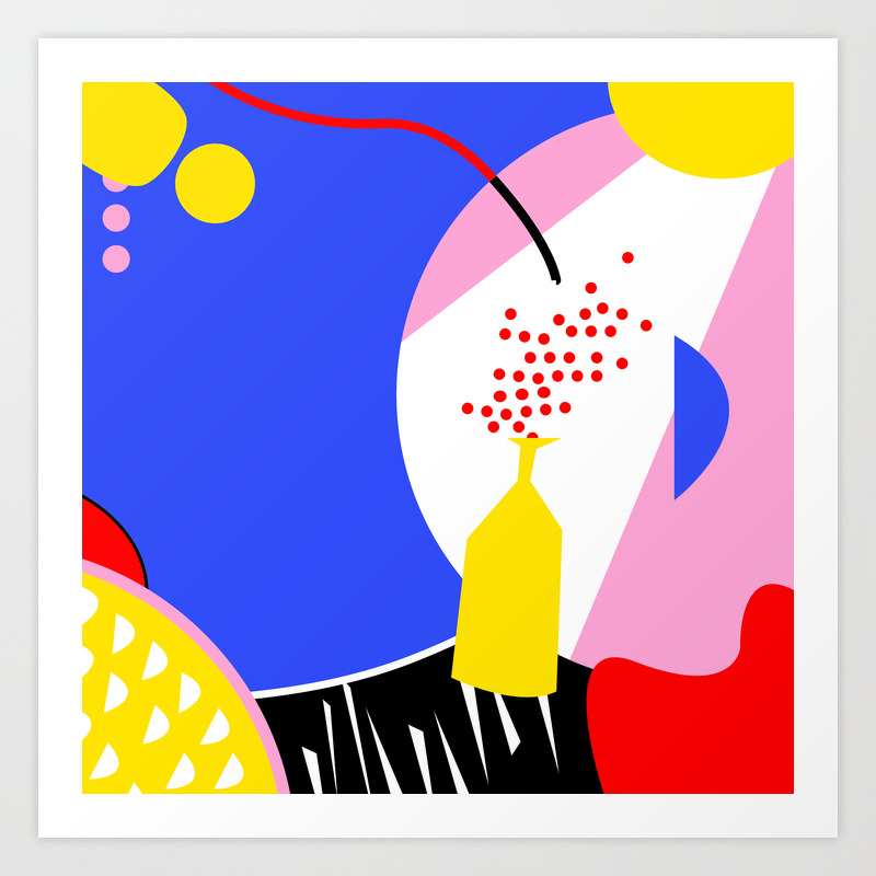 Abstract Geometric Figures In Red Yellow And Blue Art Print By
