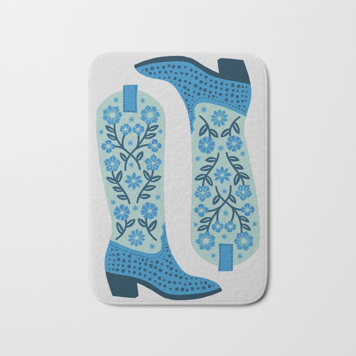 Cowgirl Boots – Mint and Blue Bath Mat