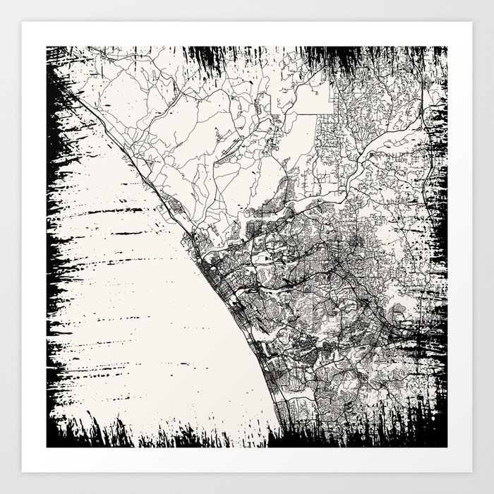 USA, Oceanside. City Map Drawing Art Print