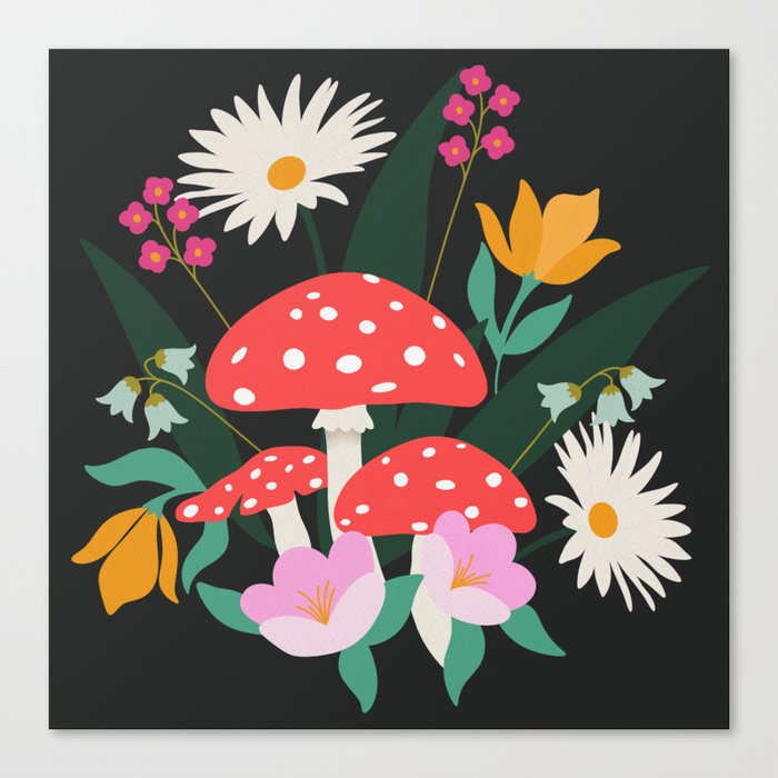 Midnight Mushrooms Canvas Print